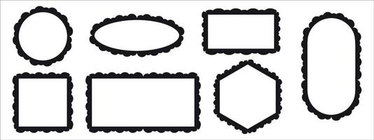 A set of frames with a scalloped wave edge. Border for mirror, picture, photo. Retro. illustration on white background vector