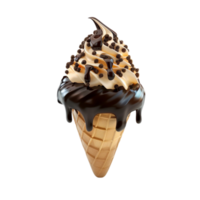 Ice Cream cone with chocolate sauce and sprinkles on transparent background png