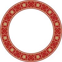 round gold with red border, frame, Pompeii ring. Circle Neopolitan ornament. Art of Ancient Rome. vector