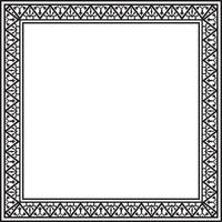 square black monochrome border, frame, Pompeii. Rectangle Neopolitan ornament. Art of Ancient Rome. Template for stained glass vector
