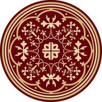 classic colored round ornament. Red pattern in a circle. Drawing of Greece and Ancient Rome. Flower drawing. vector