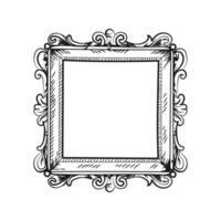 Vintage square frame engraving ornament isolated on white background. Sketch hand drawn illustration. vector