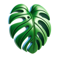 Stylized Monstera Leaf Digital 3D Icon png