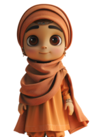 adorable fille dans traditionnel Orange tenue png