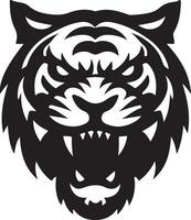 angry tiger face Illustration black vector