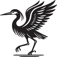 heron bird illustration black vector