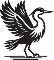 heron bird illustration black vector