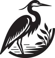 heron bird illustration black vector