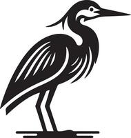 heron bird illustration black vector