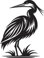 heron bird illustration black vector