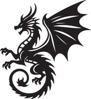 Dragon black and white silhouette illustration vector
