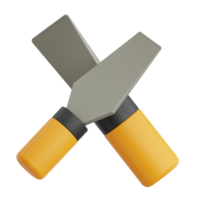 3D Render Chisel Icon Illustration. Isolated on Transparent background png