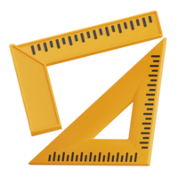 3D Render Angle and Triangle Ruler Icon Illustration. Isolated on Transparent background png