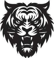 angry tiger face Illustration black vector