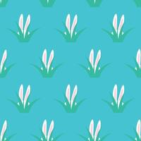 seamless Easter pattern. Holiday repeatable blue cartoon background with bunny ears. Funny fabric print. illustration vector