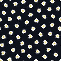 Chamomile seamless pattern - hand drawn trendy black design. Nature drawing cute background. Textile floral endless print vector