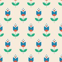 Colorful seamless floral pattern - geometric design. Vintage trendy background. illustration. Textile endless print vector