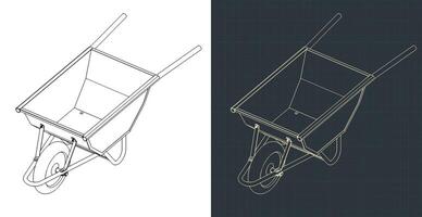 Concrete trolley isometric blueprints vector