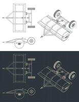 Land roller for tractor blueprints vector