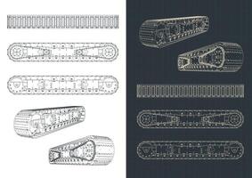Continuous track from a large crawler crane vector