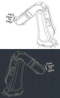 Industrial robot with suction cups blueprints vector