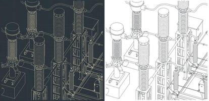 Transformer and divide voltage close up vector