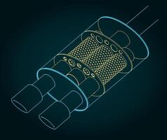 Car muffler blueprint vector