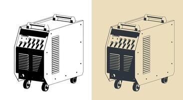 welding machine on wheels vector