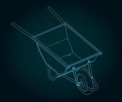 Concrete trolley isometric blueprint vector