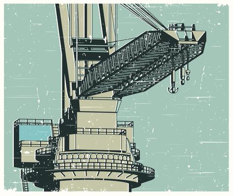 Full revolving crane retro poster
