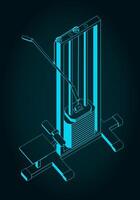 Lat pulldown machine isometric blueprint vector