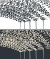 Hangar support structures close up vector