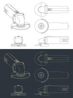 Angle grinder blueprints vector