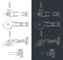 Cordless angle grinder blueprints vector