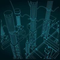 Transformer and divide voltage close up illustration vector