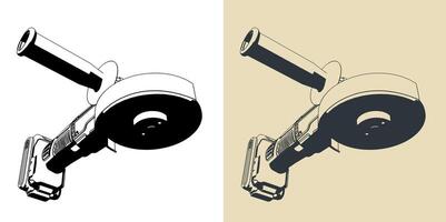 Cordless angle grinder illustrations vector