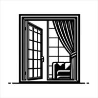 illustration of window and door, suitable for window fabrication logo and etc vector