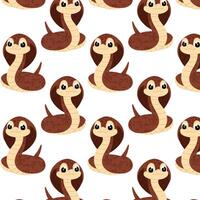 Pattern with snake in flat style on white background. Cartoon illustration of a cobra. Symbol of the year. Pattern for textile, wrapping paper, background. vector