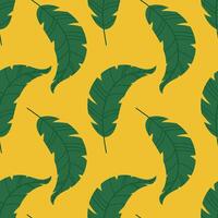 Seamless pattern on a colored background of tropical leaves in a flat style. Summer tropical background. Pattern for textile, wrapping paper, background. vector