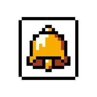 Pixel bell icon. Illustration of a golden bell. 8 bit bell. Arcade game symbol, web icon. vector