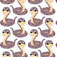 Pattern with snake in flat style on white background. Cartoon illustration of a viper. Symbol of the year. Pattern for textile, wrapping paper, background. vector