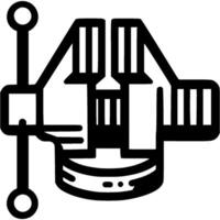 Metalworking work bed doodle icon. Bench vice tool. Simple minimalistic symbol in black on white background vector