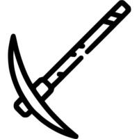 Sharp stonemason pick doodle icon. Stone quarrying and processing tools. Simple minimalistic symbol in black on white background vector