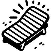 Wooden striped sun lounger for beach holidayin monochrome. Comfortable folding chair. Simple minimalistic in black ink drawing on white background vector