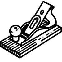 Carpenter plane for woodworking doodle icon. Carpenter hand tool. Simple minimalistic symbol in black on white background vector