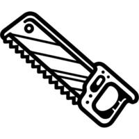 Hand saw for working with wood doodle icon. Carpenter tool. Simple minimalistic symbol in black on white background vector