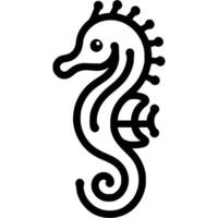 Funny seahorse doodle icon. Exotic animal of tropical seas. Simple minimalistic symbol in black on white background vector
