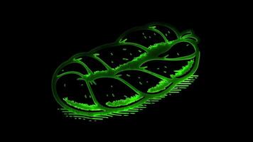 Neon frame effect skilandis, a traditional Lithuanian smoked sausage, glow, black background. video