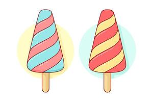 Icon colorful ice cream different pastel color in line graphic vector