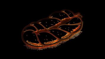 Neon frame effect skilandis, a traditional Lithuanian smoked sausage, glow, black background. video